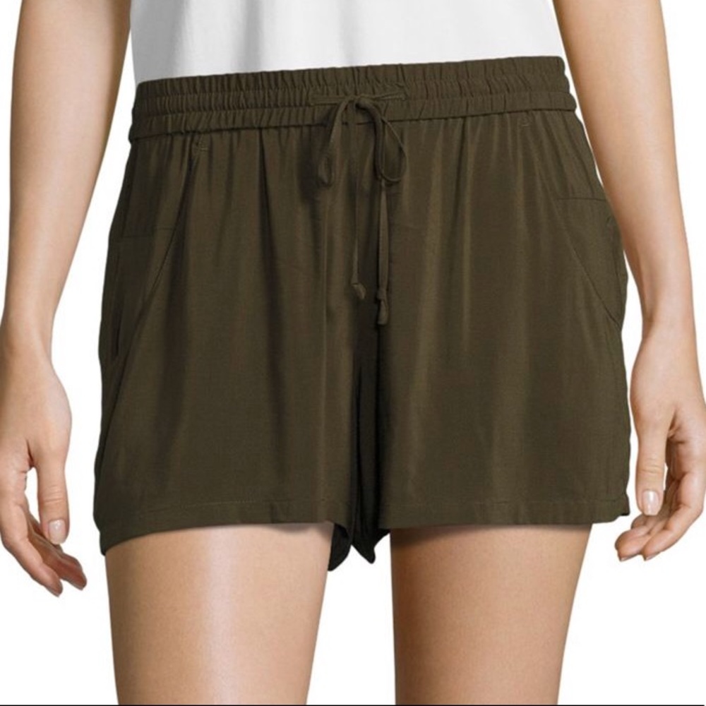 French Connection drawstring shorts in green